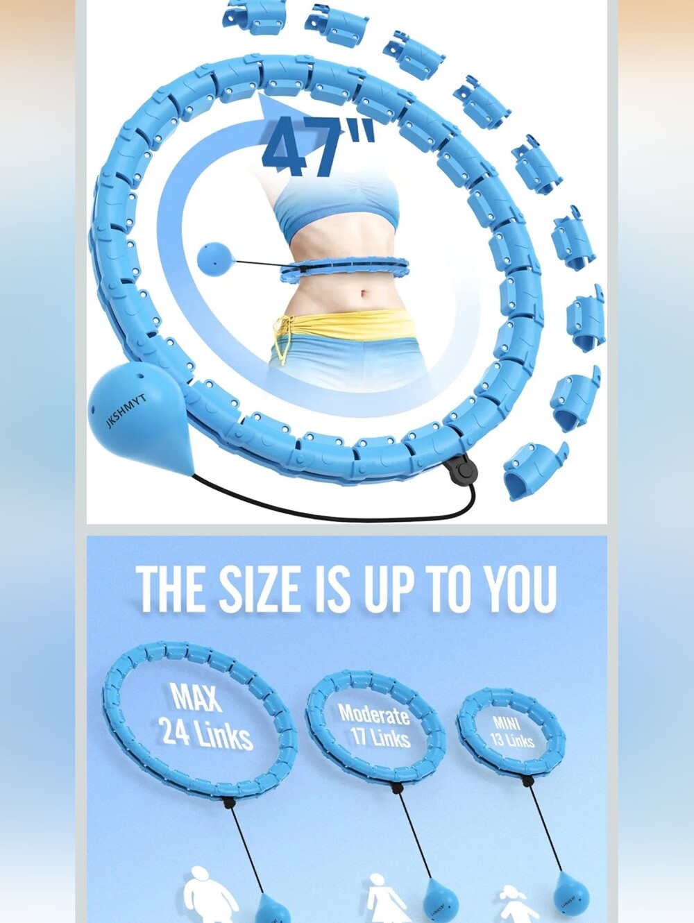 Adjustable Smart Weighted Hula Hoop - Blue